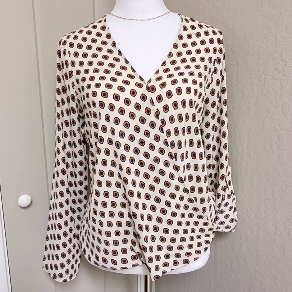 Pleione corporate faux wrap bouse work wear